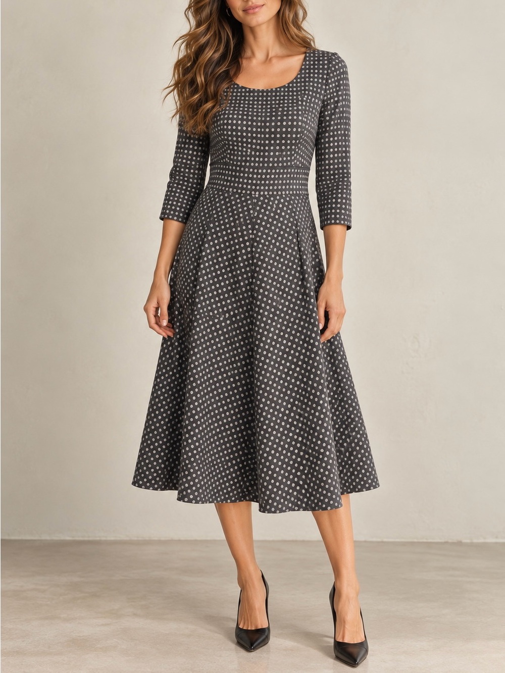 BODEN Kate Wool Retro Polka Dot Fit and Flare Dress WH385 Size 4L